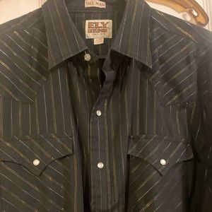 Black silver and gold pin-stripe pearl Snap Shirt